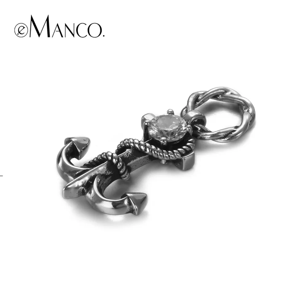 e-Manco 925 Sterling Silver Gothic Corsair Zircon Pendants Wholesale Cross Anchor Necklaces New Arrival Gifts