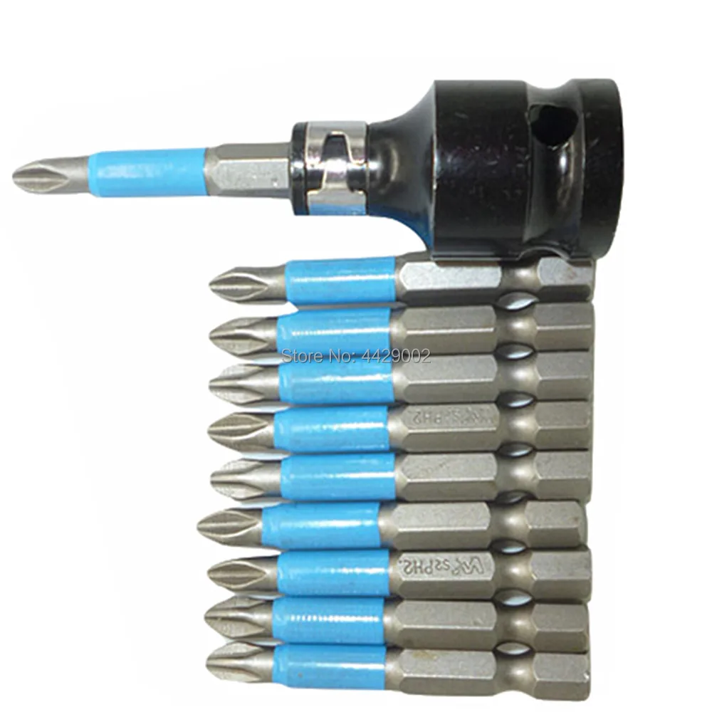 10pc 1/4" Shank Titanium Coated Anti Slip PH2 Screwdriver Bits Drill Bit