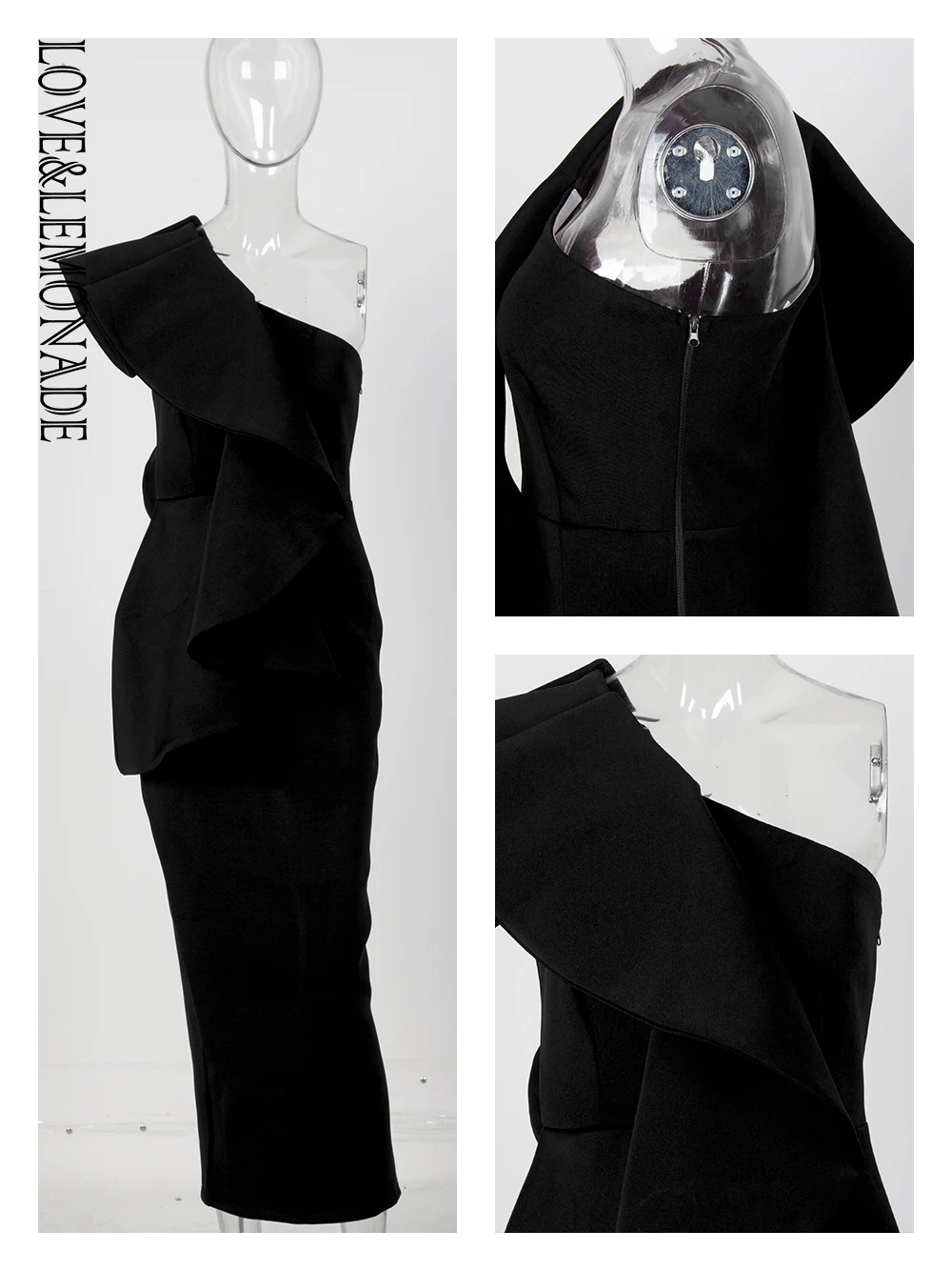 LOVE&LEMONADE Sexy One-Shoulder Ruffled Trim