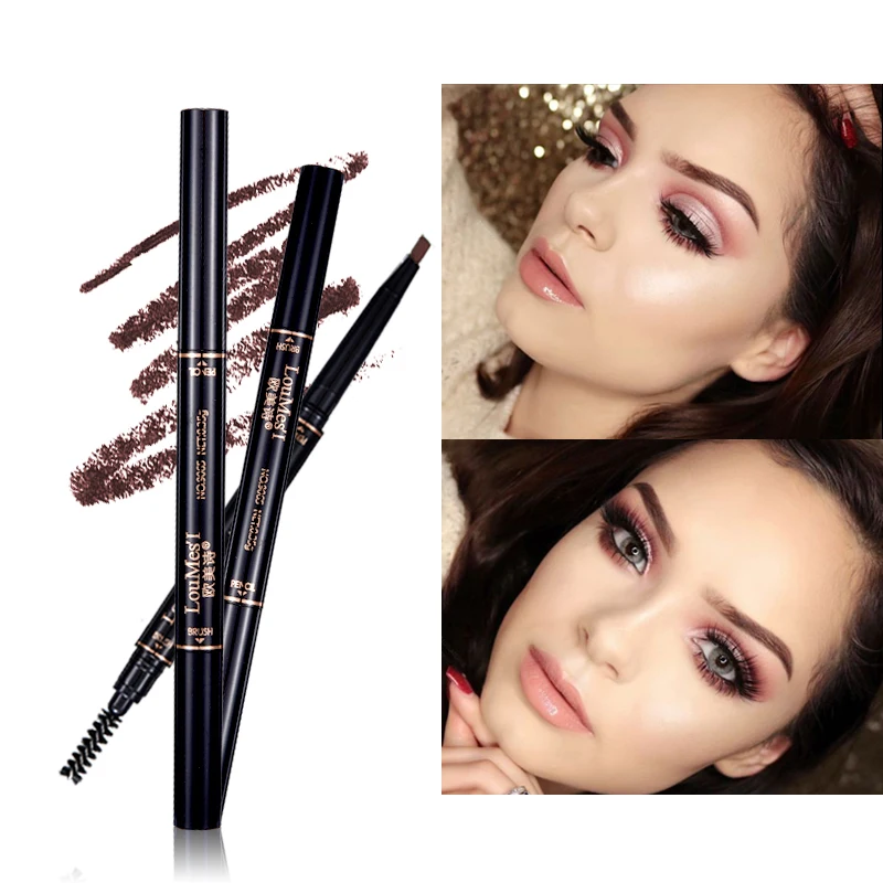 Стойкий карандаш для бровей Loumesi черный коричневый подводка eyemakeup|brown eyebrow pencil|brow