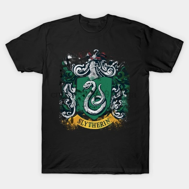 Мужская футболка с коротким рукавом Slytherlin Splatter Crest Slytherin Женская | одежда