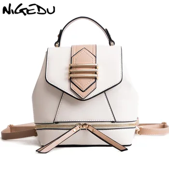 

Panelled small backpack women Schoolbags for girls Multifunction casual mini backpacks female PU Leather Shoulder Bags Daypack