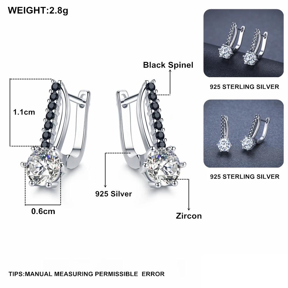 Black Awn Лидер продаж, женские серьги-кольца из натурального 925 пробы серебра, ювелирные изделия из черной шпинели I119