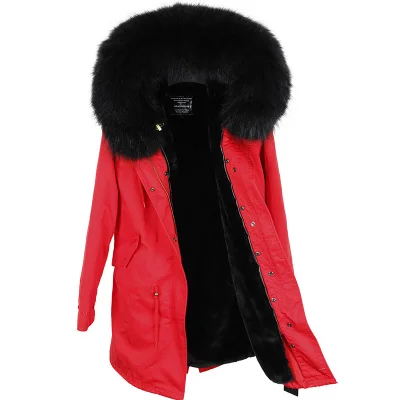Зимняя куртка, фирменный стиль, женская красная, синяя, длинная, съемная подкладка, большой цвет, мех енота, с капюшоном, пальто, парки, верхняя одежда - Цвет: 28