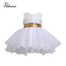 Милое детское платье с блестками и бантиком для маленьких девочек праздничные платья Рождественский сарафан с открытой спиной От 0 до 10 лет