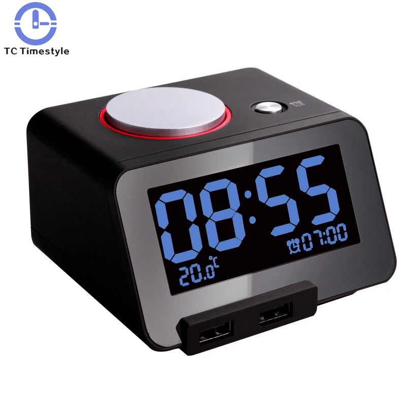 

Electronic Alarm Clock Desk Led Luminous Band Mute Thermometer Usb Charge Oversized Control LED Electronic Desktop Digital