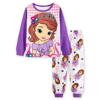 

For 2-7Yeas Baby Girl Clothes Cute Cartoon Patten Pijama Infantil Children Cotton Princess Pyjama Enfant Kids Sofia Pajamas Set