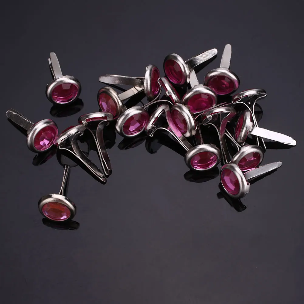

DIY 20PCS Metal Mini Round Rhinestone Brads Rivets Fastener Craft Decoration