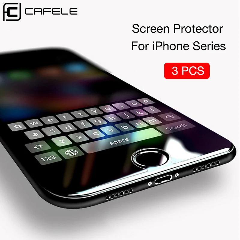 Koop CAFELE 3 stks Screen Protector Voor iPhone 8 7 6 6 s plus 5 5 s se Gehard Glas 2.5D rand HD Clear Beschermende Glas Voor iPhone SE