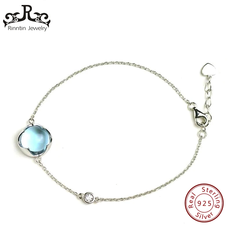 

Rinntin Real 925 Sterling Silver Bracelets for Women 3 Colors Stone Wedding & Engagement Party Bracelet Fine Jewelry TPSB13