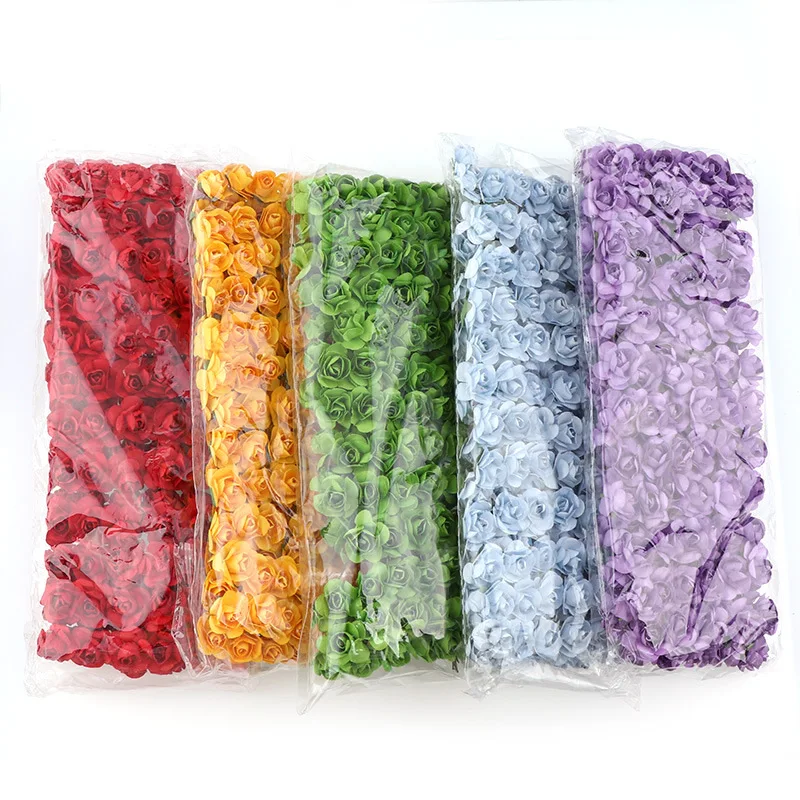 Buy 2cm Mini Paper Flowers For Scrapbooking Small Artificial Rose Bulk Flowers