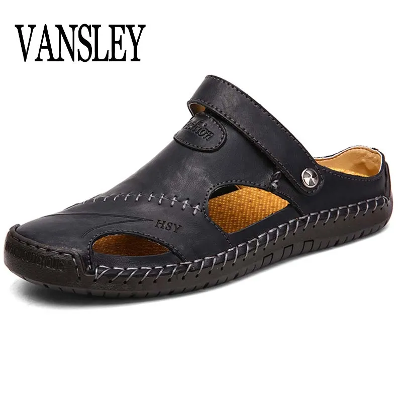 2019 جلد أصلي للرجال الصنادل أحذية الصيف الترفيه الشاطئ الرجال الصنادل عالية الجودة الصنادل النعال بوهيميا حجم كبير 38-48 2019 جلد أصلي للرجال الصنادل أحذية الصيف الترفيه الشاطئ الرجال الصنادل عالية الجودة الصنادل النعال بوهيميا حجم كبير 38-48