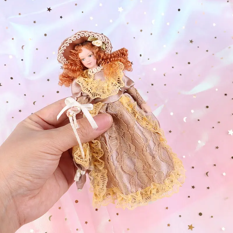 1:12 Кукольный домик миниатюрная мультяшная фарфоровая кукла «есть, чтобы играть» модель Dodo Shokugan платье в западном стиле куклы для девочек