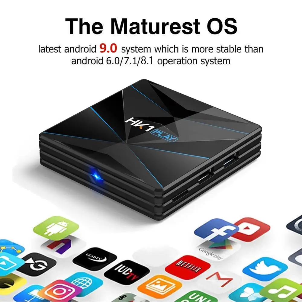  HK1 Play Android 9.0 Smart TV Box Amlogic S905X2 4GB RAM 128GB ROM USB 3.0 BT4.0 2.4G/5G Dual WIFI 