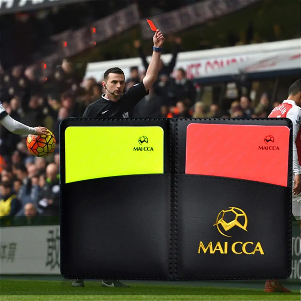 

Soccer Football Referee Red Yellow Card Record Referee Tool With Leather Case And Pen Sport Match Soccer Sheet Set Note