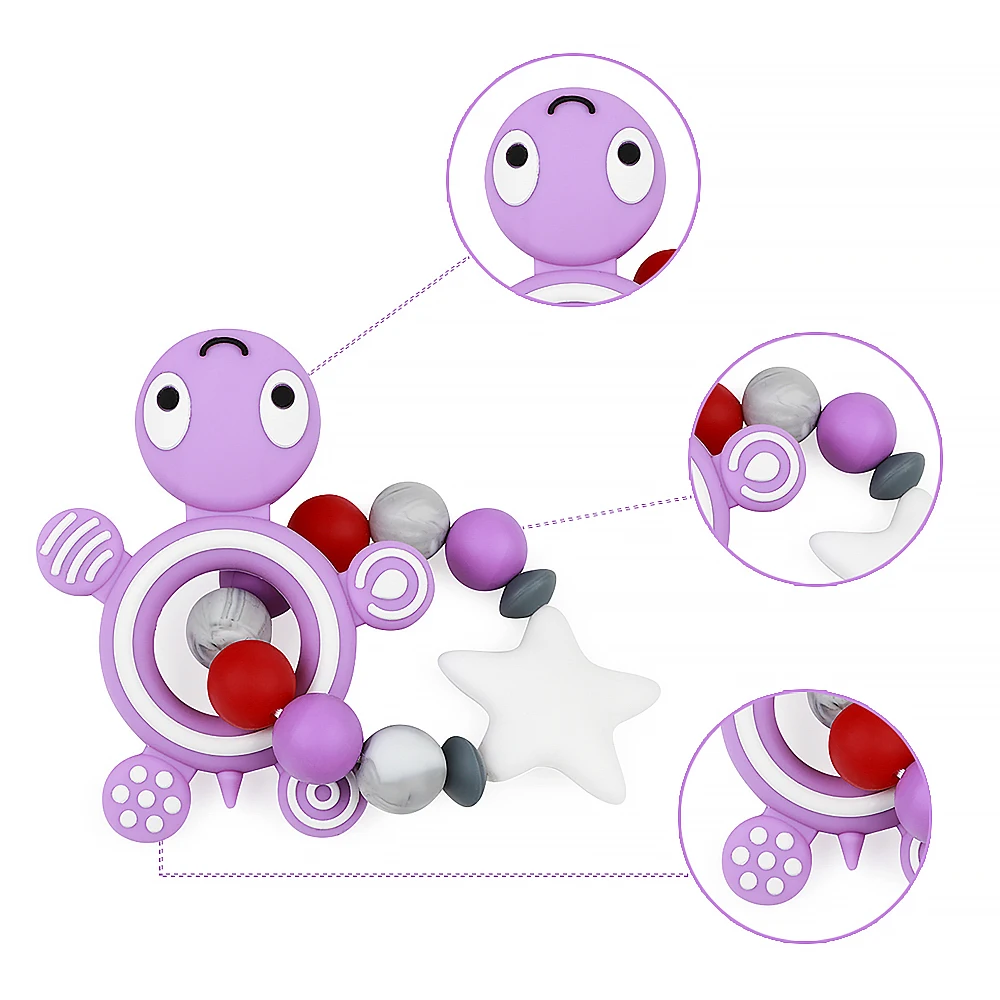TYRY.HU, 1 шт., силиконовый прорезыватель, черепаха, силиконовый браслет, ожерелье, подвеска, BPA бесплатно, Детские Прорезыватели, игрушка для кормления, соска, цепочка, подарок
