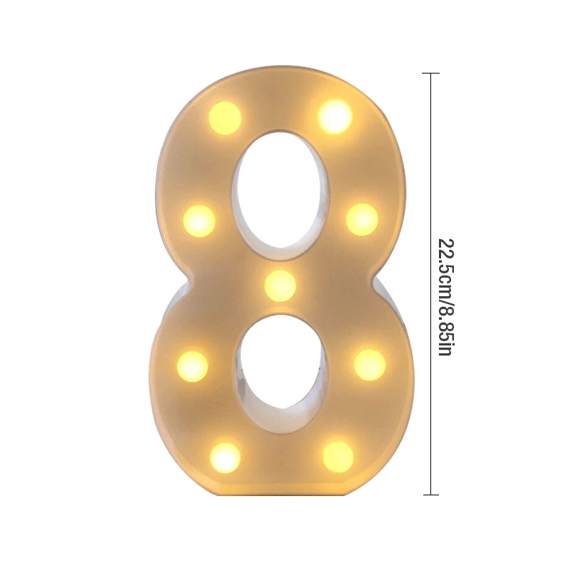 

22cm wedding birthday party Christmas decor 3D 26 white digital LED subtitles logo letter light indoor wall hanging night light