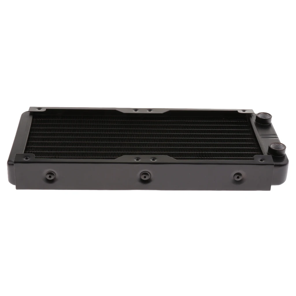 Aluminum Radiator 10Pipe Heatsink Cooler Cooling Kit Computer Water Liquid Screw Heat Exchanger(240mm) Black