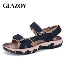GLAZOV/ г. Мужские сандалии из высококачественной коровьей кожи Новая летняя дышащая пляжная Мужская обувь мужские сандалии-гладиаторы 38-44