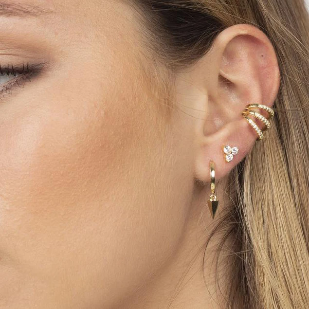 

Fashion Graceful clip earring jewelry for women lady no piercing ear cuff simple 3 layers trendy wrap cartilage shiny cz brinco