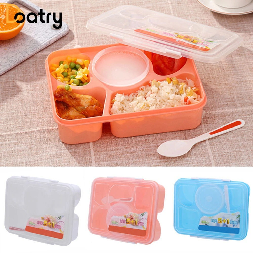 

Doatry 1170ML Microwave Bento Lunch Box With Spoon Large Capacity Bento Food Container Storage Lunch Dinnerware Set