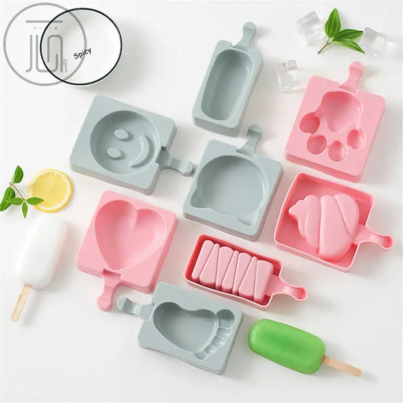 

1 Set Silicone PP Ice Cream Maker Cartoon Animal Fruit Heart Shape Popsicle Mold With Lid Sticks Ice Lolly Form Mould DIY Tool