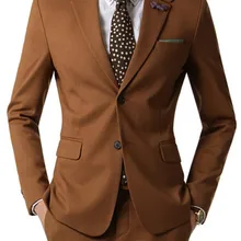 Новые мужские костюмы для выпускного вечера с отворотом с двумя пуговицами, с боковым отверстием, коричневые костюмы, деловые, высокое качество, тонкая посадка(куртка+ брюки