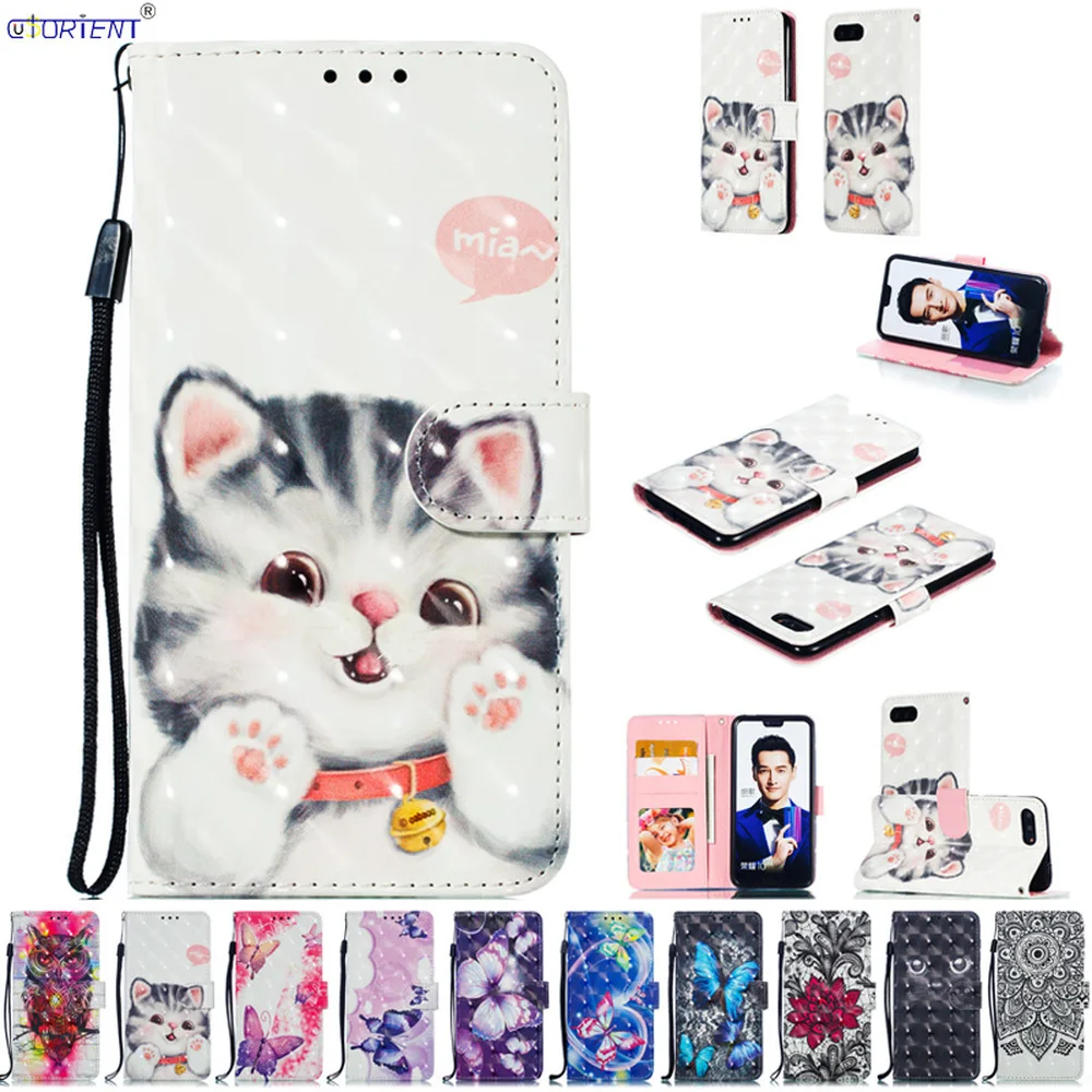 

For Huawei Honor 10 Cute Leather Case Honor10 COL-L29 COL-L29D COL-L29A Stand Flip Wallet Cover COL L29 L29A L29D Bumper Cases