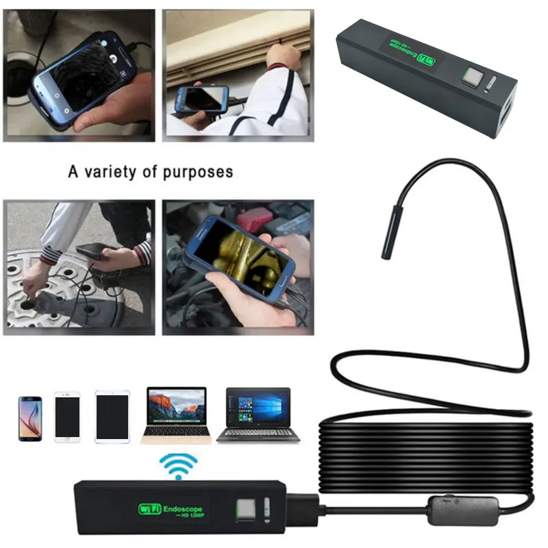 

WiFi 1200P Computers Photos Endoscope Ear Spoon Borescope Portable Monitoring Inspection Real-Time Video Mobile Phones