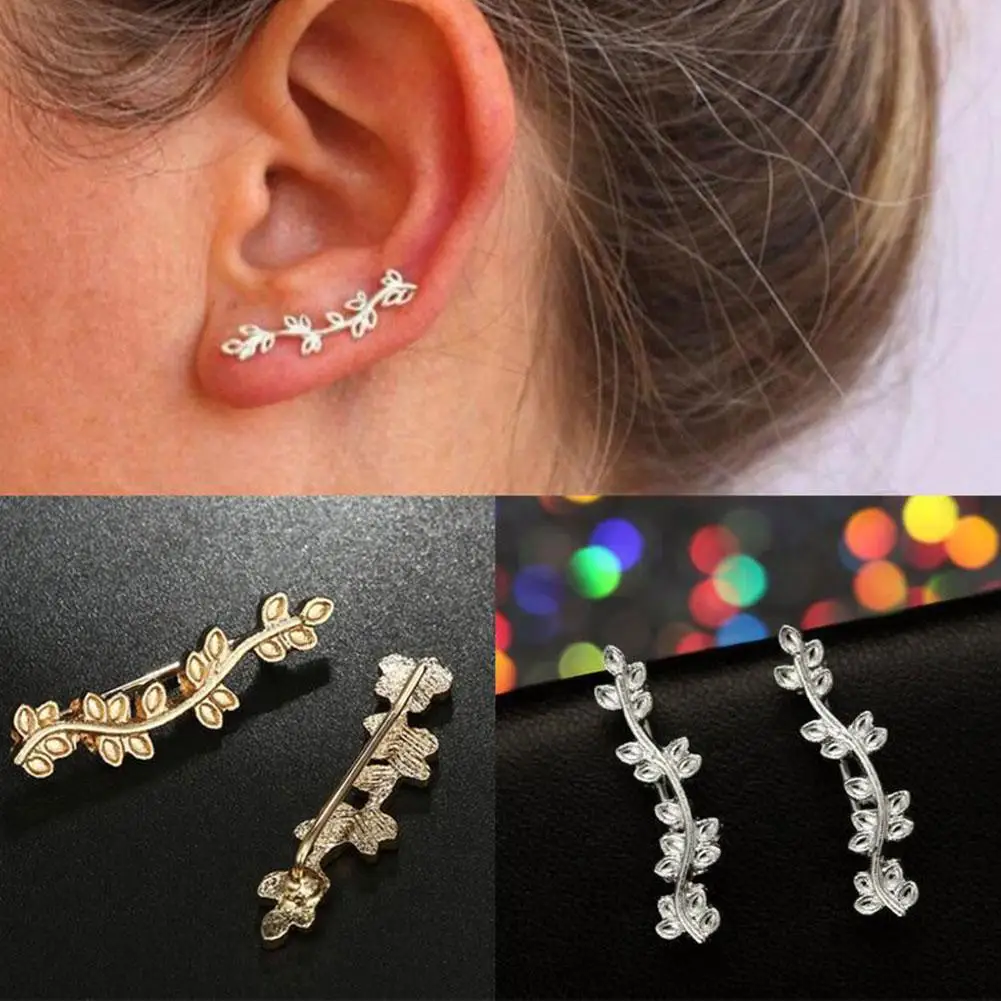

Fashion S Shape Wavy Willow Leaves Women Earring Ear Studs Jewelry Charm Decor