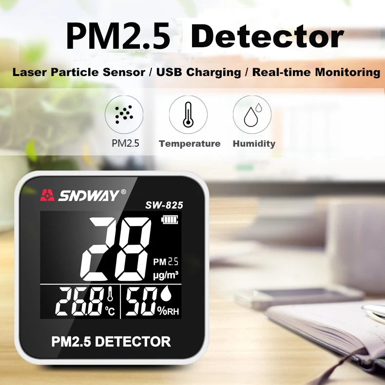 

Digital Air Quality Monitor Laser PM2.5 Detector Gas Temperature Humidity Monitor Analyzer Meter Diagnostic Health Care Tool