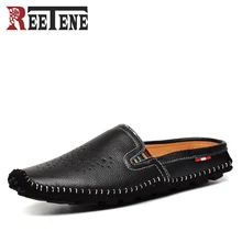 REETENE/ г., летние сандалии из натуральной кожи лоферы, мужская обувь мужская модная летняя дышащая обувь на плоской подошве красивые удобные шлепанцы