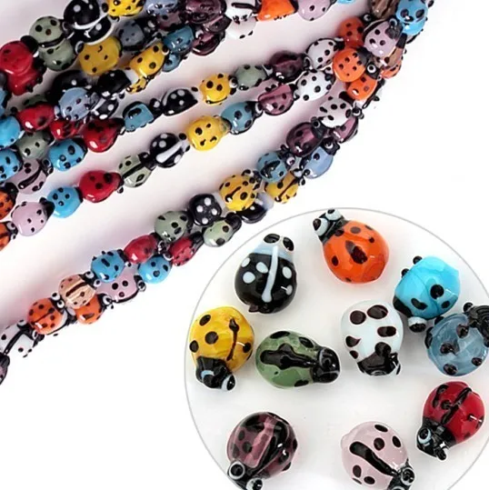 Бусины NiceBeads 7x9 мм красные белые желтые зеленые фиолетовые 20 шт. смешанные