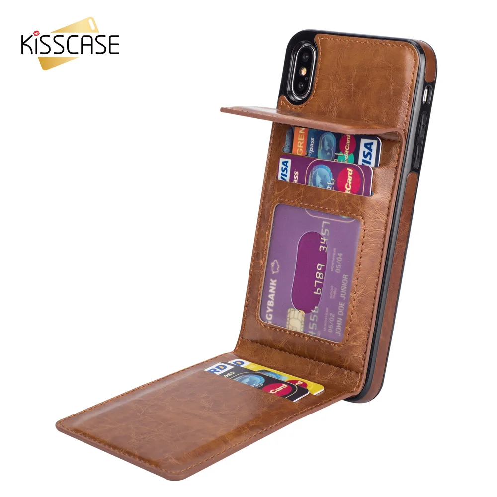 

KISSCASE Luxury Wallet Card Solt Case For iPhone X 7 8 6 6S Plus 5 5S SE Leather Holder Phone Case For iphone XS X XS MAX Cover