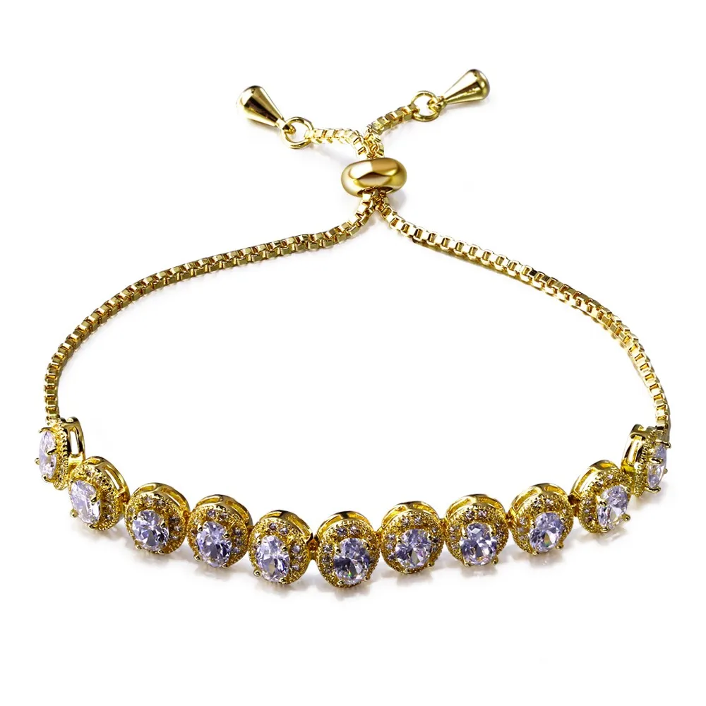 Party dresses Bracelet Gold color with white cz charming Bracelets for