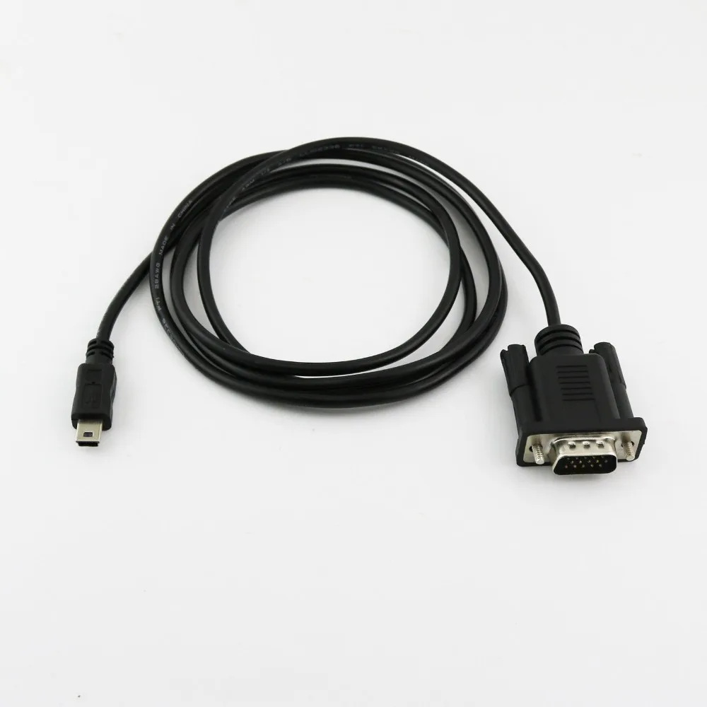 10pcs Mini USB 5 Pin Male To VGA DB15 D SUB 15 Pins Male Adapter Cable For Mobile DVD 1.5m
