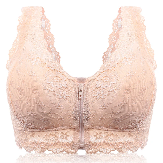 Female Vest Front Zipper Push Up Bra Full Cup Sexy Lace Bras For Women