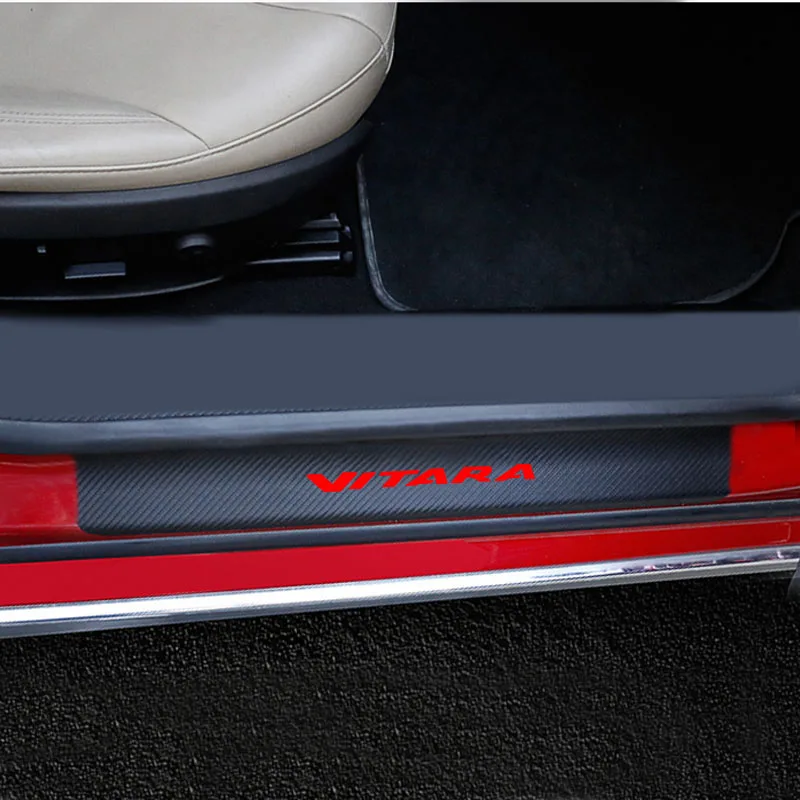 Автомобильные аксессуары Автомобильные пороги для Suzuki Vitara Накладка на порог двери порога Накладка из углеродного волокна из искусственной кожи 4 шт