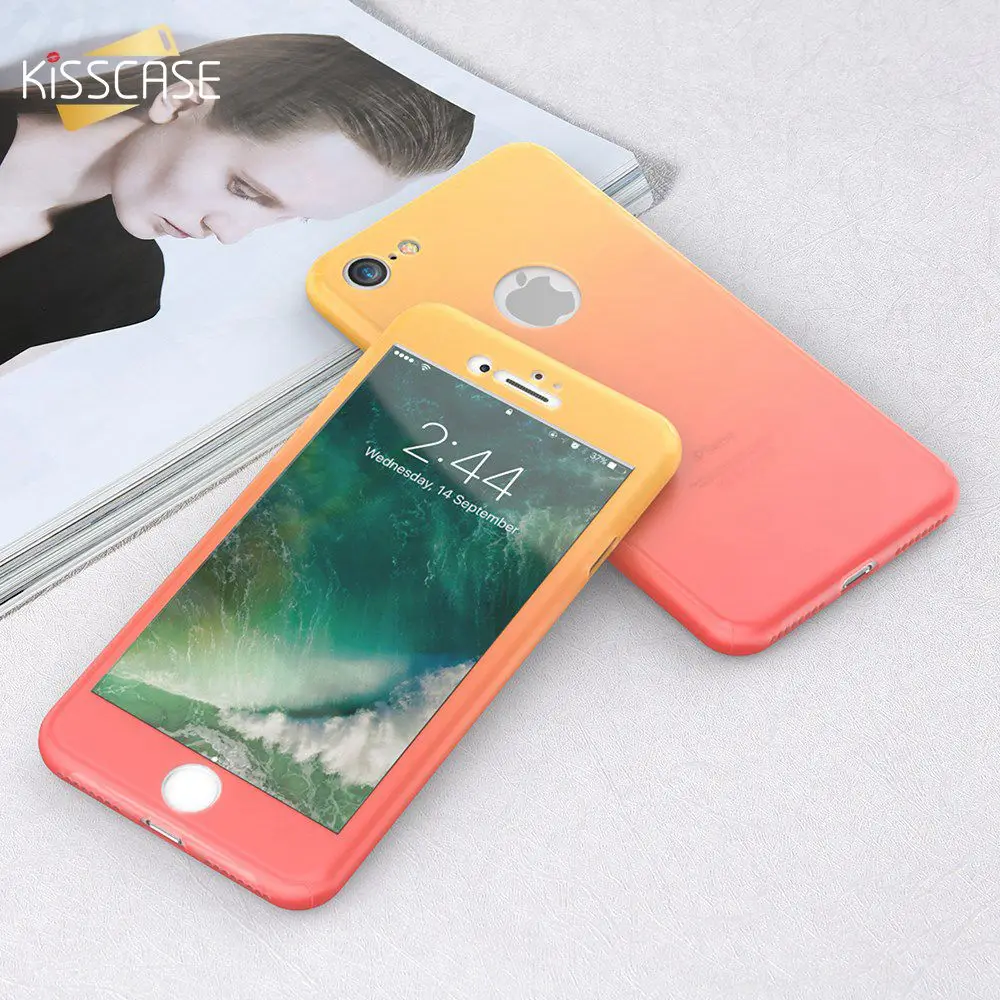 KISSCASE 360 полный защитный Телефон чехол для iPhone 7 X XR XS макс. закаленное стекло Чехлы 8