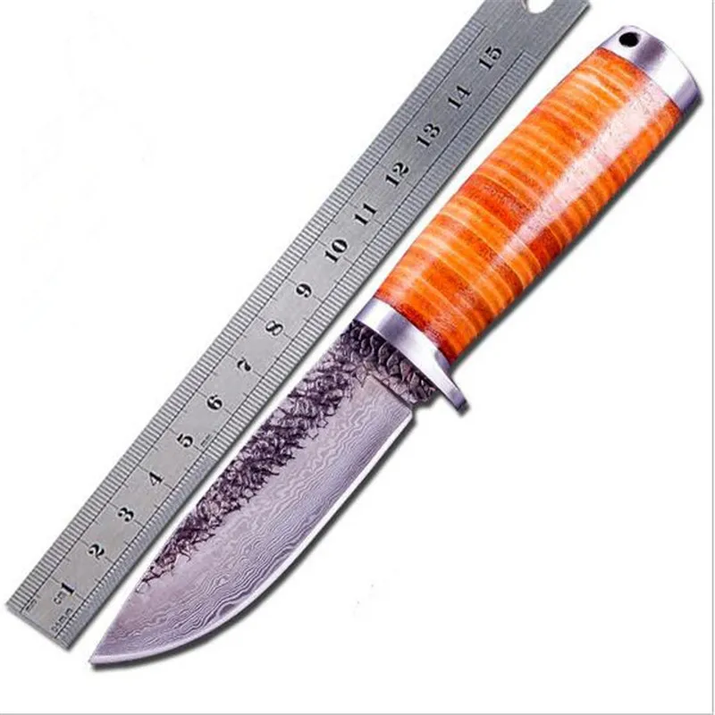 Sharp Fixed blade Hunting Knife Handmade Damascus Steel camping