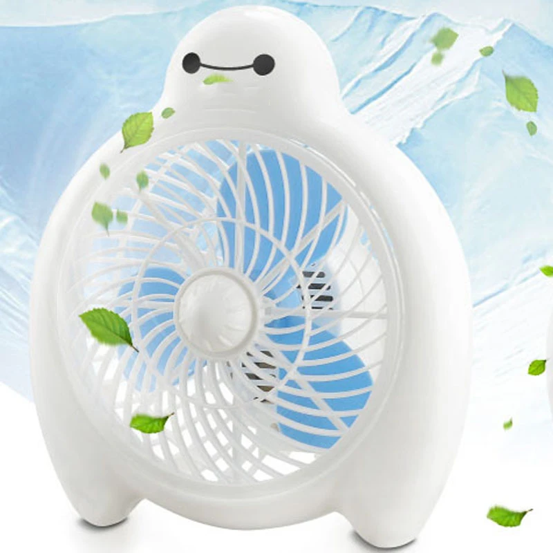 Cute baymax mini ventilador para el hogar/Oficina 2 engranaje Velocidad Ajustable ventilador viento natural ventilador eléctrico