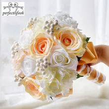 Perfectlifeoh искусственные розы Пион ручной работы невесты держа букет цветов