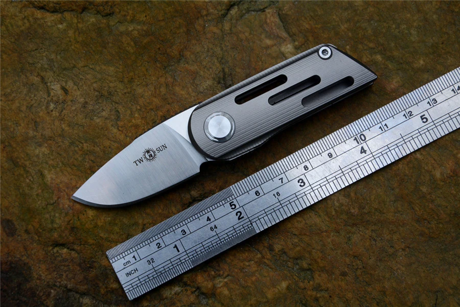 

TS58 M390 Mini Pocket Knife TwoSun Brand Flipper Folding Blade Titanium Handle For Gift Collections