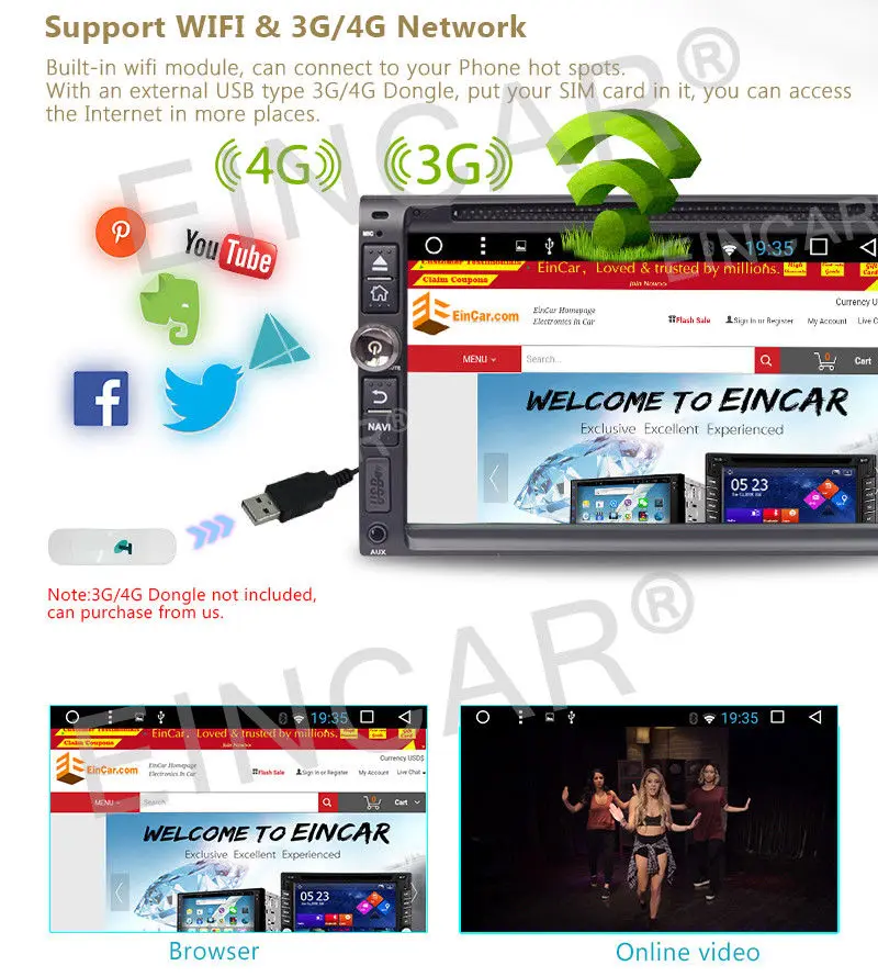 Excellent 6.95" Android 6.0 head unit 2 DIN Car DVD Player Stereo GPS Radio Navi OBD2 3