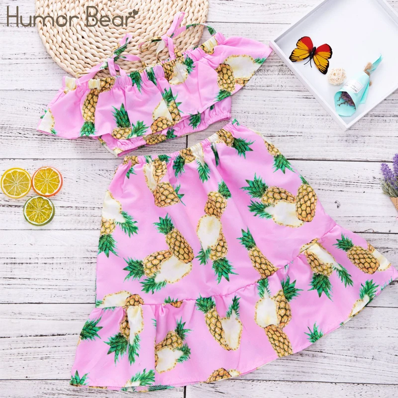Humor bear/комплект одежды для маленьких девочек коллекция года, брендовый полный костюм для девочек одежда для малышей открытые дизайнерские топы для маленьких девочек+ штаны, От 3 до 7 лет