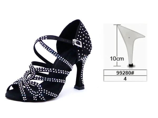 Samisoler блестящие стразы Туфли для латинских танцев Для женщин туфли латинских Танцы обувь для женщин Танго Джаз бальная танцевальная обувь Для женщин - Цвет: Black heel 10cm