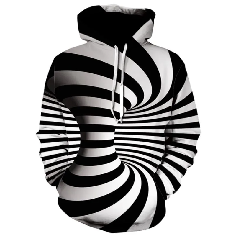 

Juvetus 2019 Fashion Products 3D Digital Vortex Individual Printing Hooded Garment Causal O-neck Geometric Hoodie