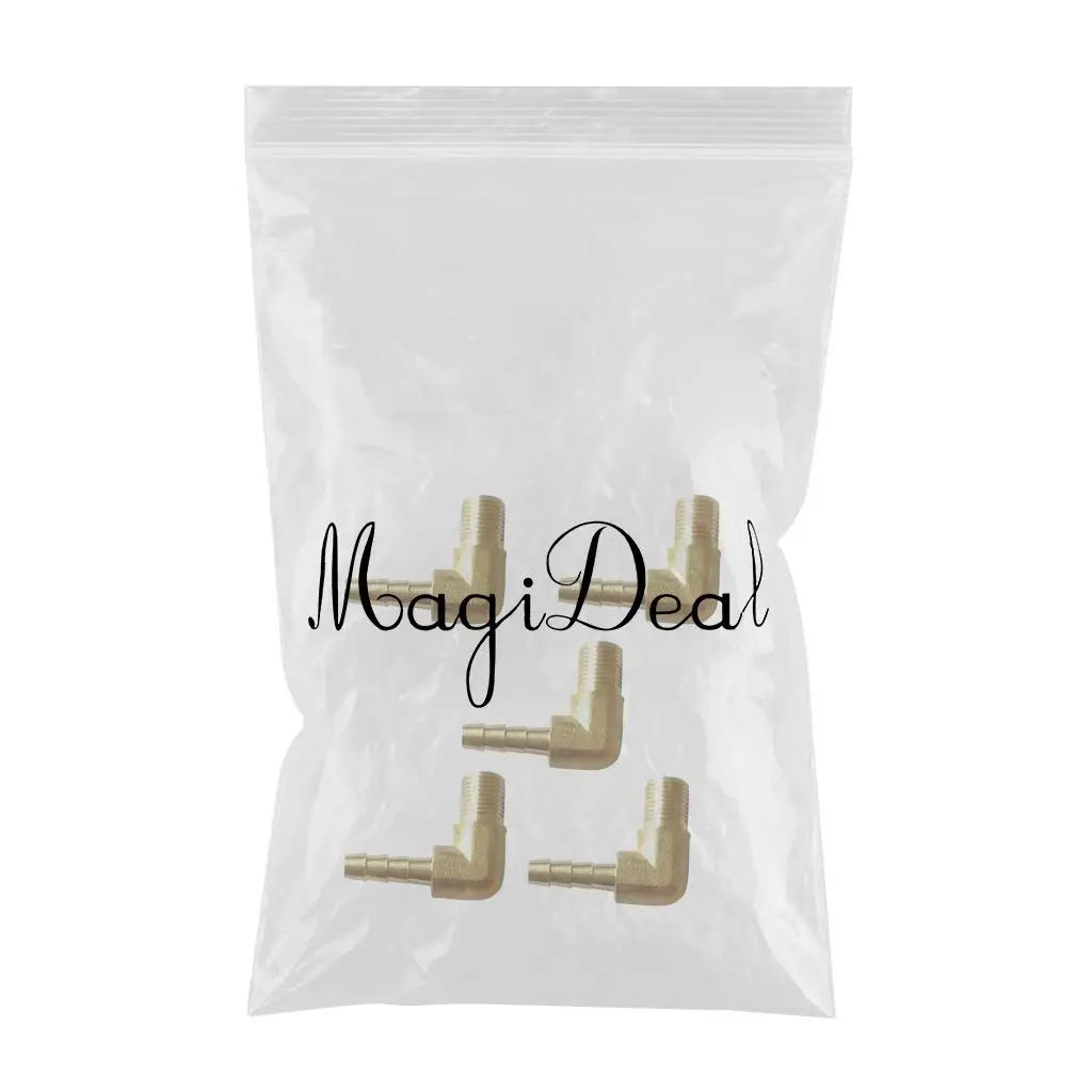5 pieces/lot 1/8 BSP To 6mm Brass 90 Degree Male Elbow Barb Hose Tail Pipe Gas Fittings
