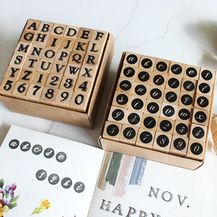 

Vintage curlycue typewriter shadow letters wooden seal stamp wood and rubber seal log rubber stamp decorative planner dairy book