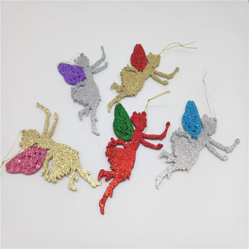 Christmas Tree Decorations Supplies, Angel Shape, Xmas Ornament, Glitter Powder, Holidays Pendant, Size 14x9cm, 10g